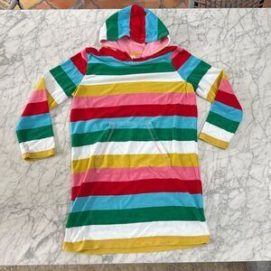 Mini Boden Colorful Striped Hooded Swim Coverup